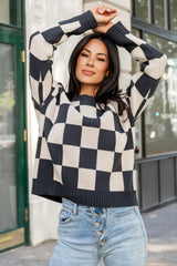 Quincy Checkered Sweater | Deep Jade