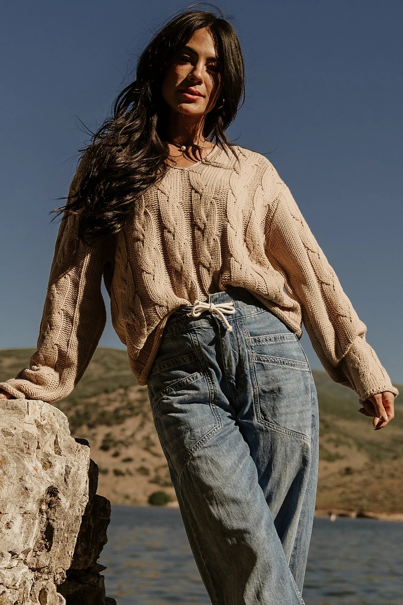 Jordan Cable Knit Sweater | Taupe