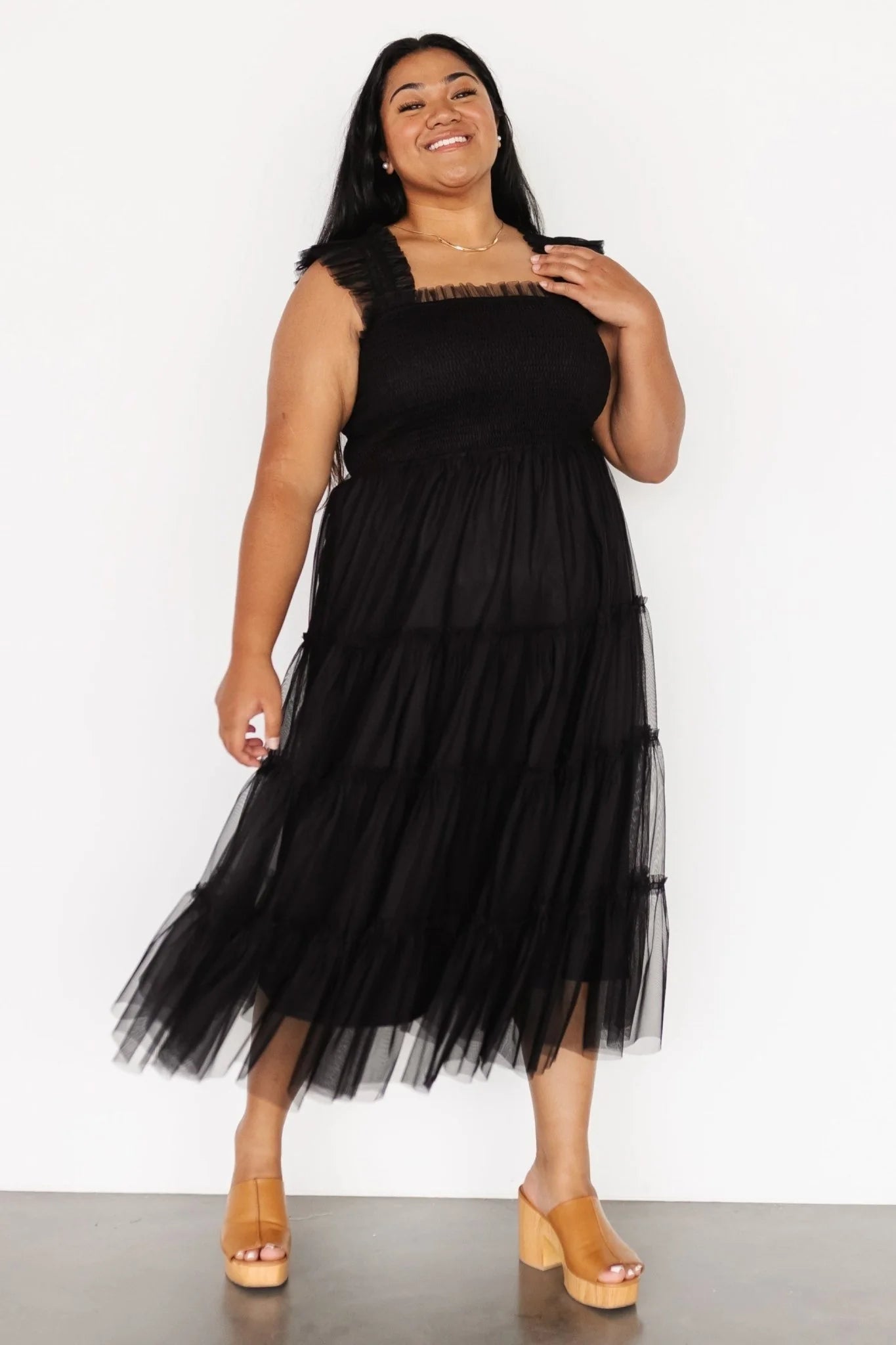 Emma Smocked Tulle Dress | Black