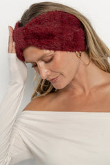 Harlowe Cozy Bow Headband | Burgundy