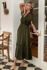 Lovell Smocked Midi Dress | Deep Olive