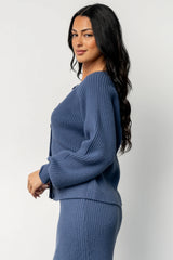 Blair Rib Knit Cardigan | Blue