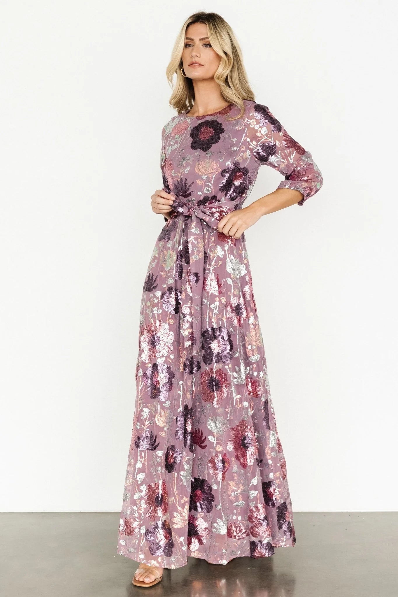 Destiny Sequin Maxi Dress | Lilac Floral