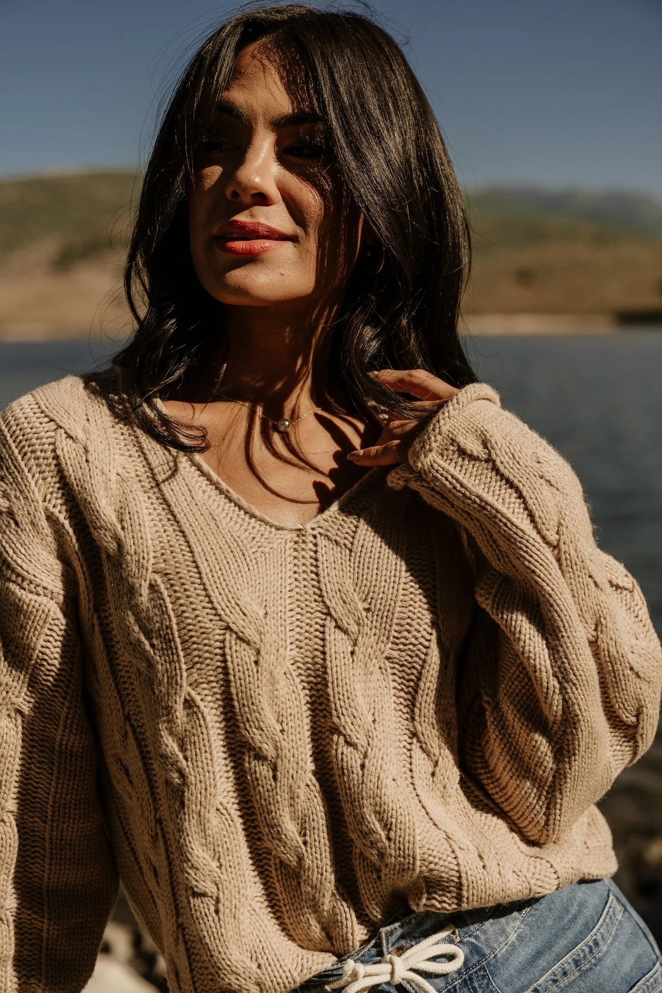 Jordan Cable Knit Sweater | Taupe