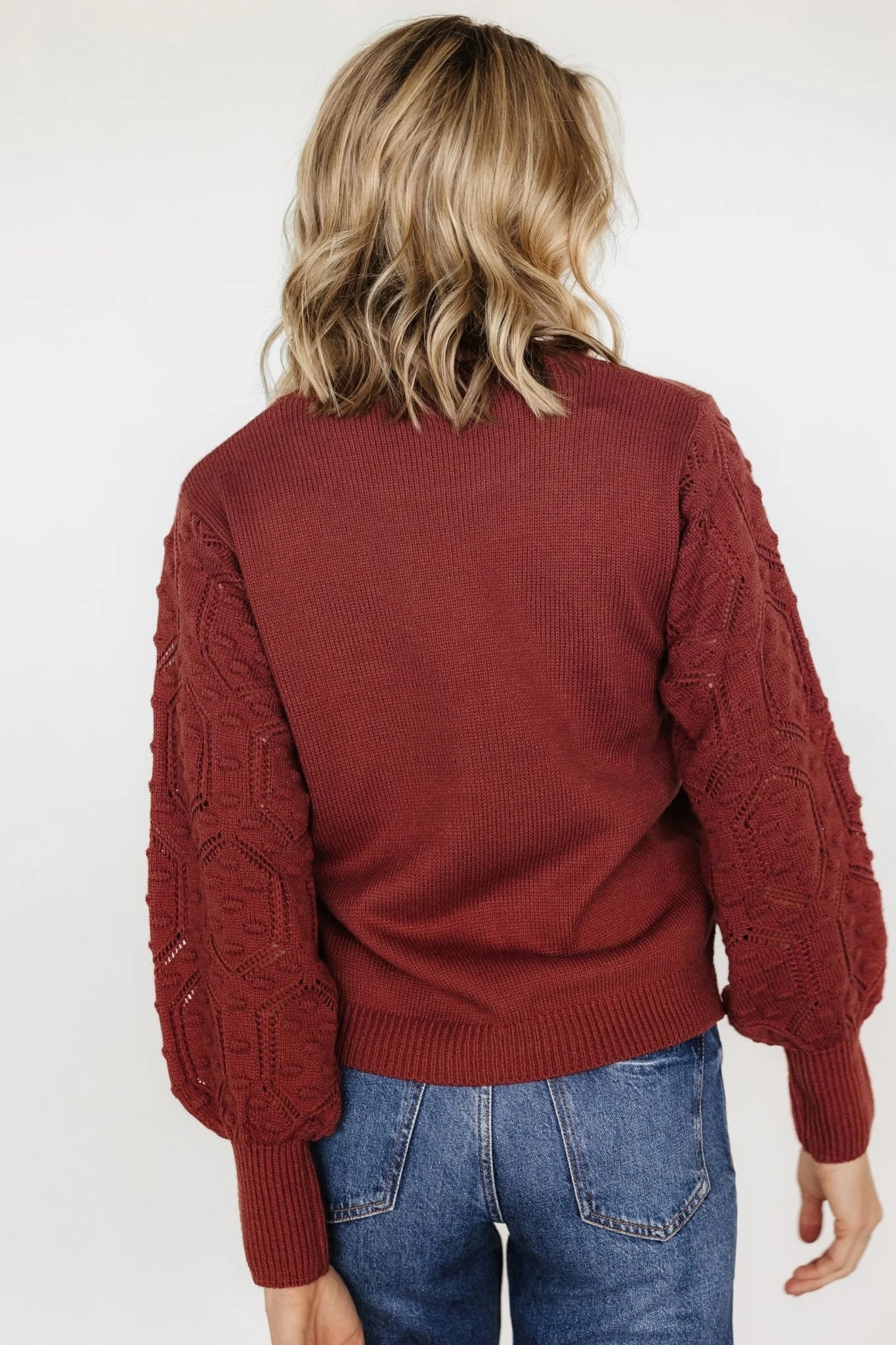 Devri Pointelle Sweater | Rust