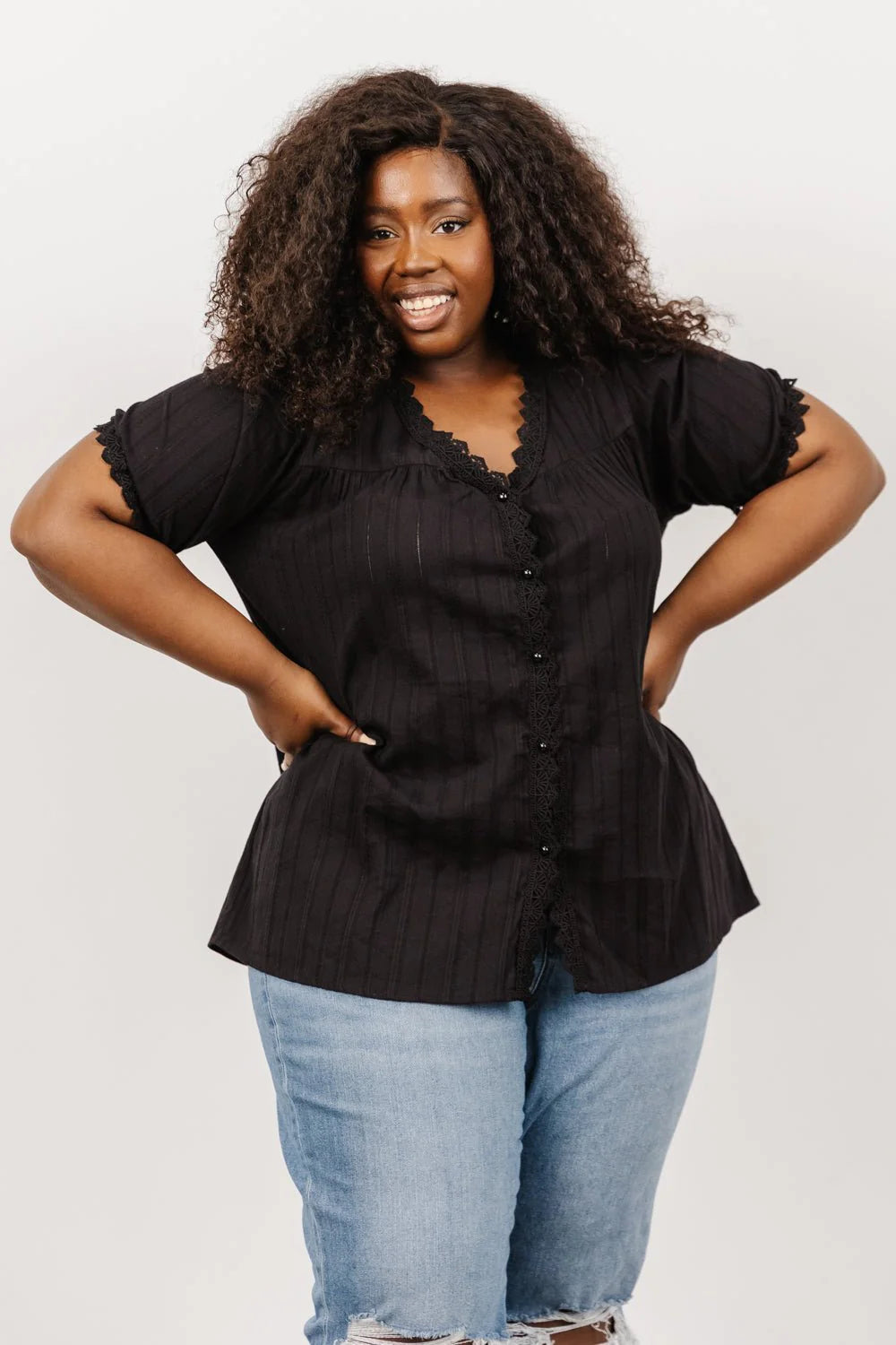 Sloane Button Top | Black