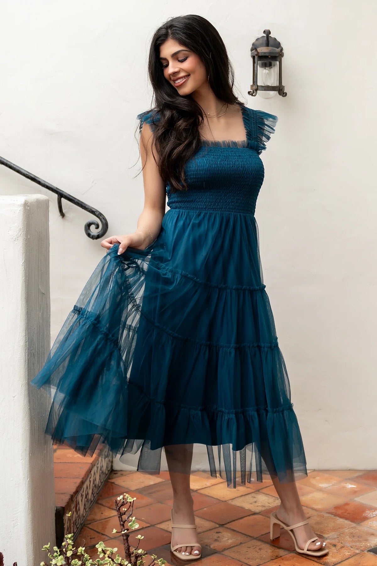 Emma Smocked Tulle Dress | Teal
