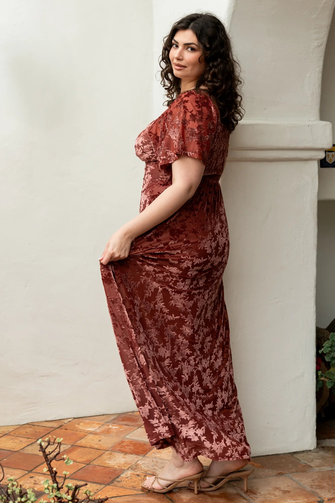 Everley Velvet Maxi Dress | Cinnamon