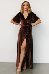 Katelyn Velvet Maxi Wrap Dress | Clove
