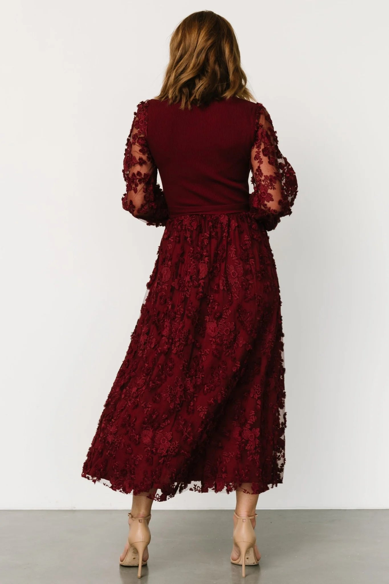 Roslyn Embroidered Dress | Wine