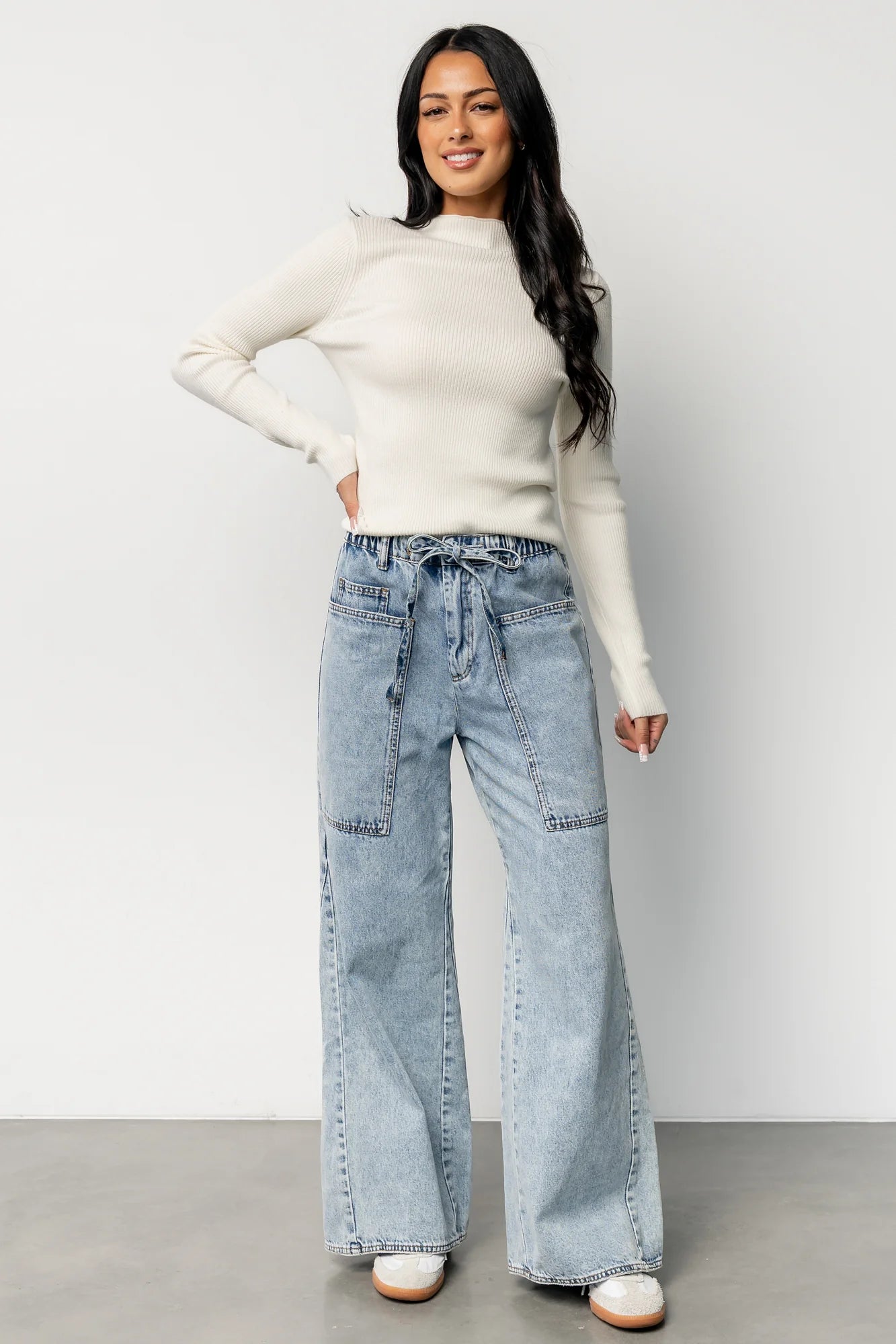 Ilsa Ribbed Sweater Top | Ivory