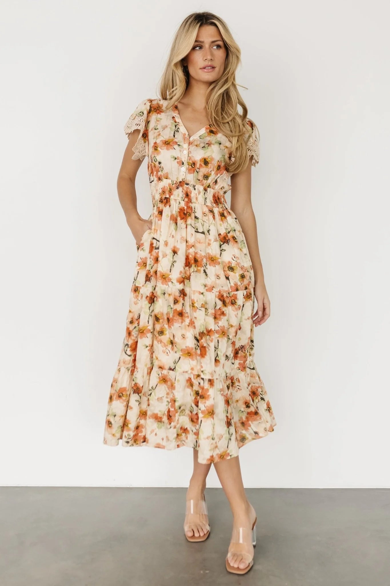 Aliyah Midi Dress | Coral Floral