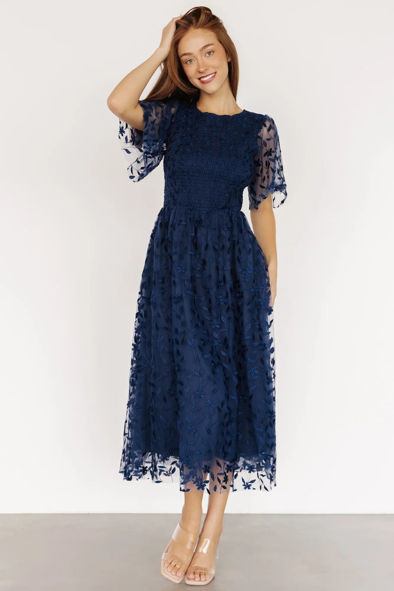Kendra Embroidered Dress | Navy