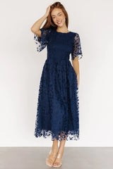 Kendra Embroidered Dress | Navy