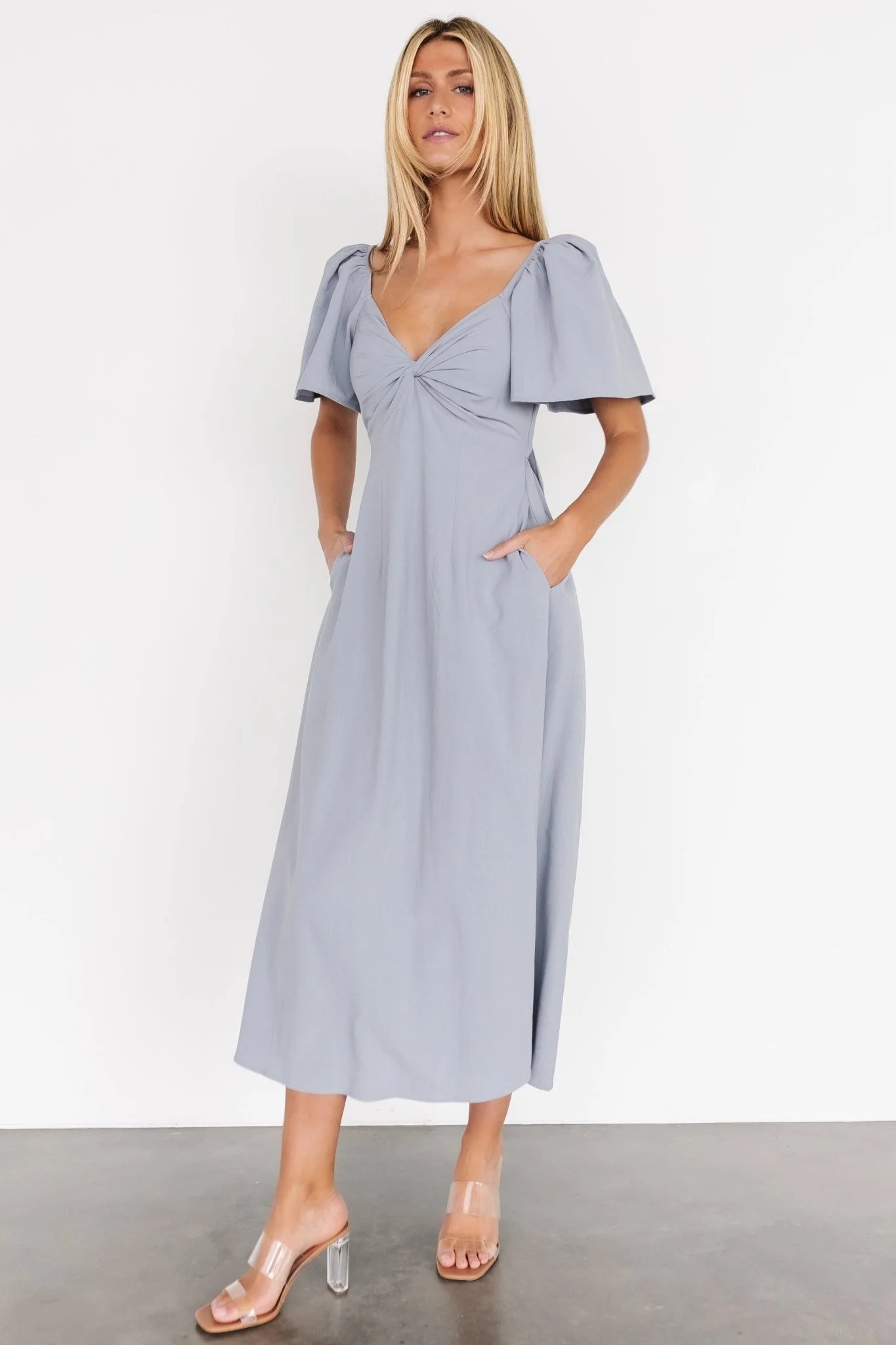 Indie Back Tie Dress | Dusty Blue