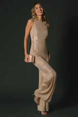 Hillary Sequin Jumpsuit | Rose Gold