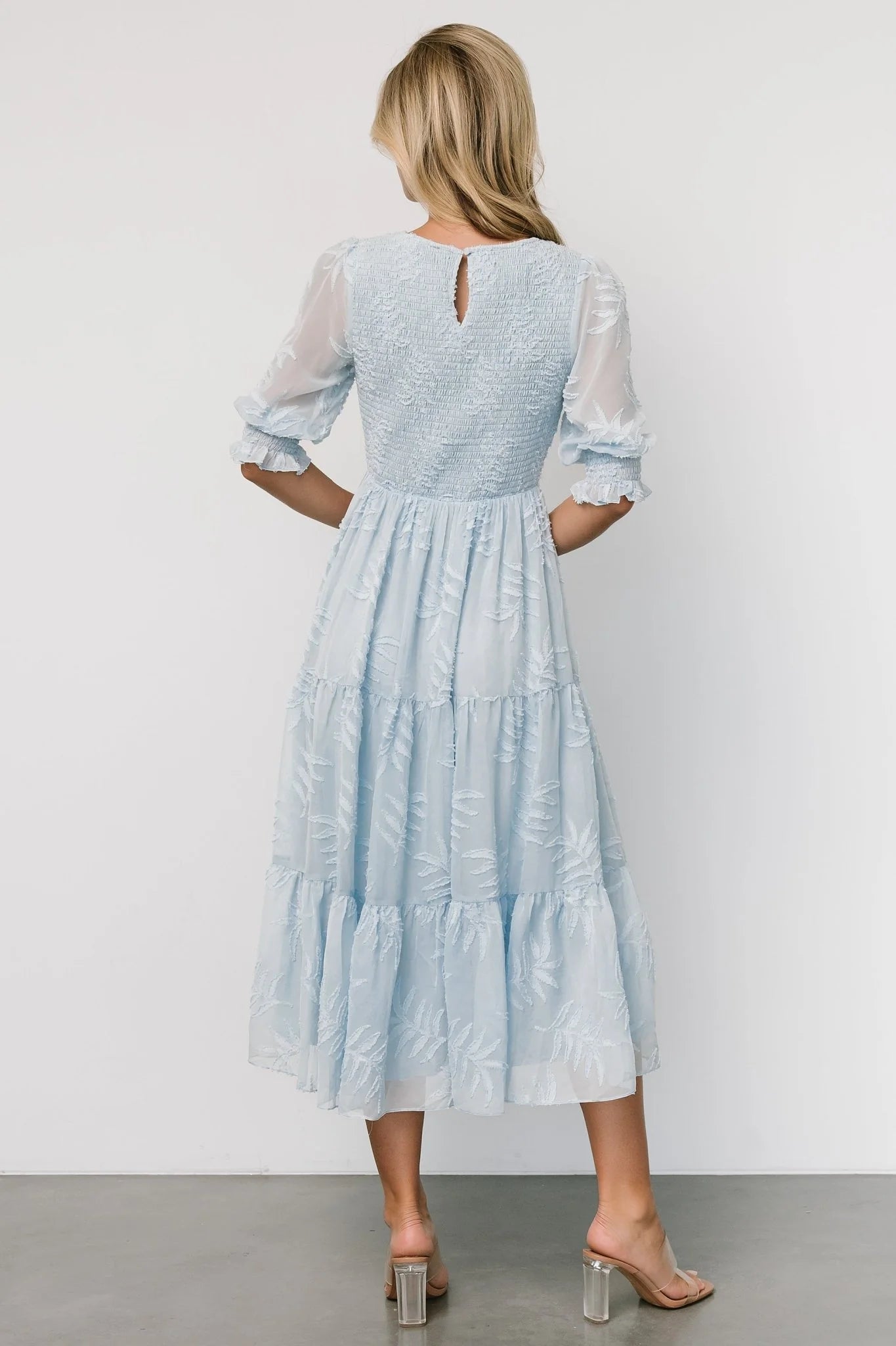 Nellie Smocked Midi Dress | Light Blue
