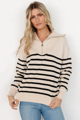 Sterling Half Zip Sweater | Beige + Black