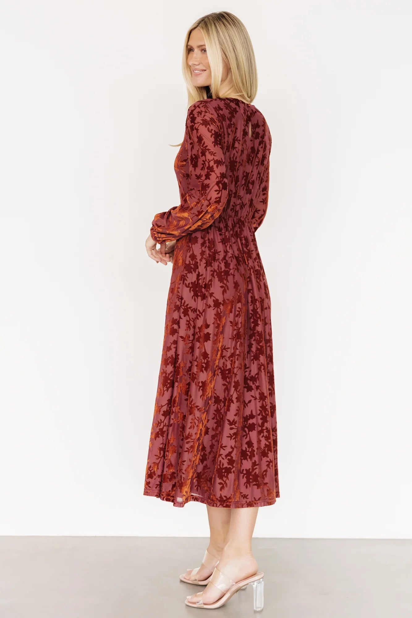 Thora Velvet Dress | Copper Floral