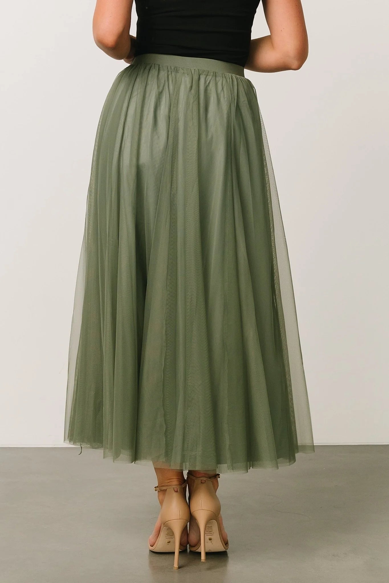 Mila Tulle Skirt | Dark Sage