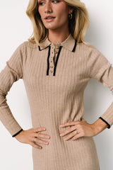Shantel Polo Dress | Taupe + Black