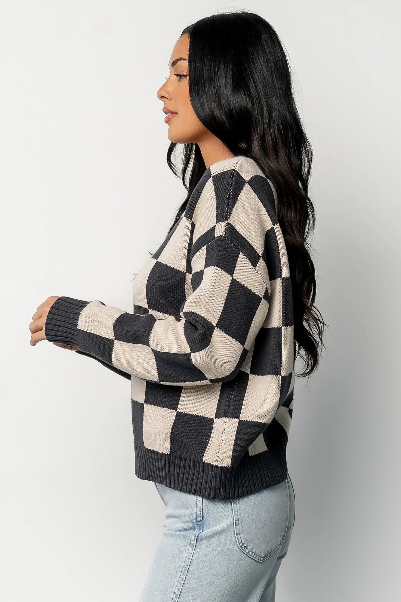 Quincy Checkered Sweater | Deep Jade