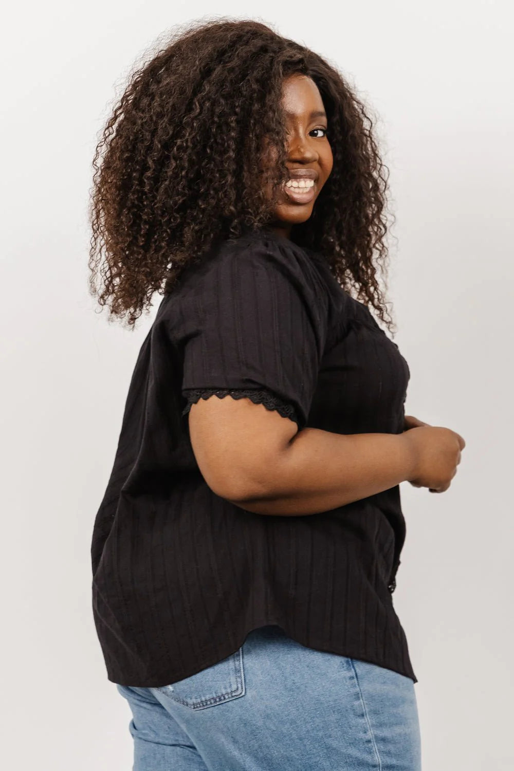 Sloane Button Top | Black