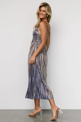 Cecilia Pleated Dress | Blue Shimmer