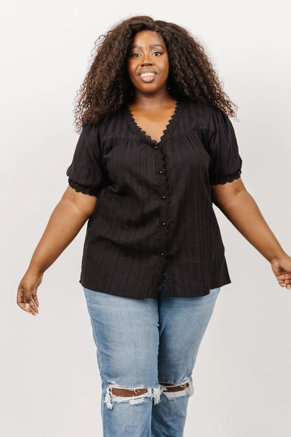 Sloane Button Top | Black