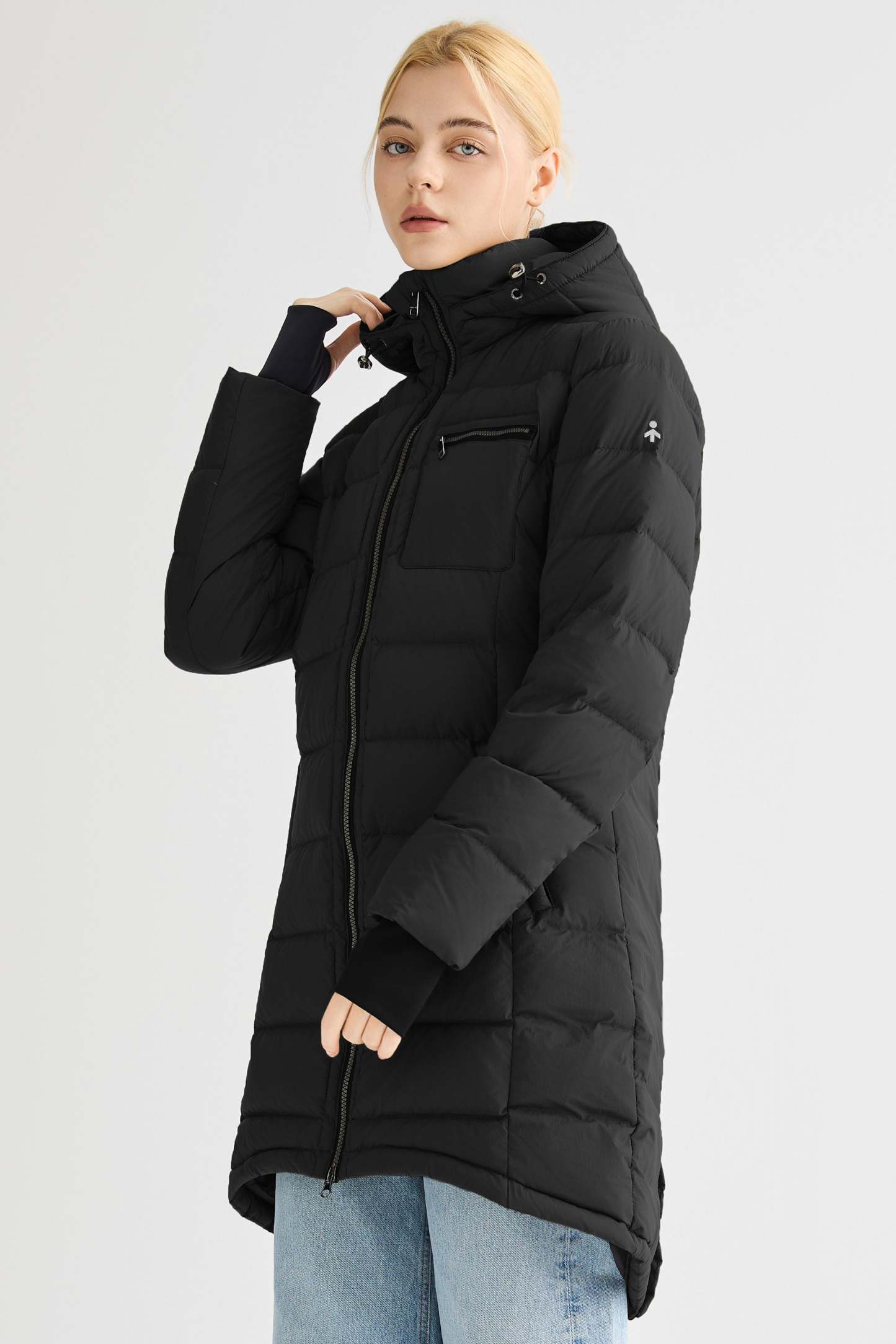 Slant Pocket Zip up Puffer Down Coat