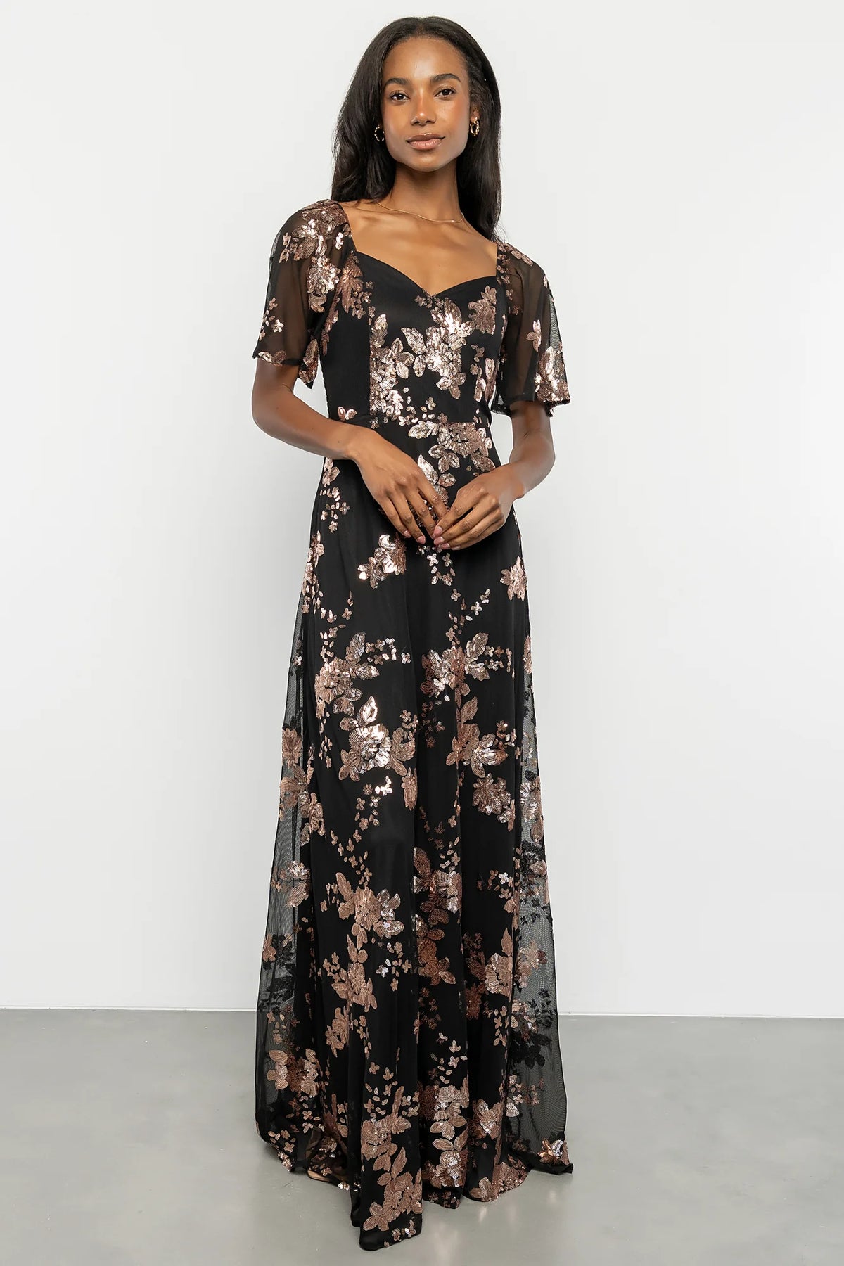 Karina Sequin Maxi Dress | Black + Gold