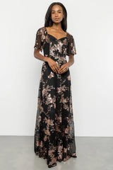 Karina Sequin Maxi Dress | Black + Gold