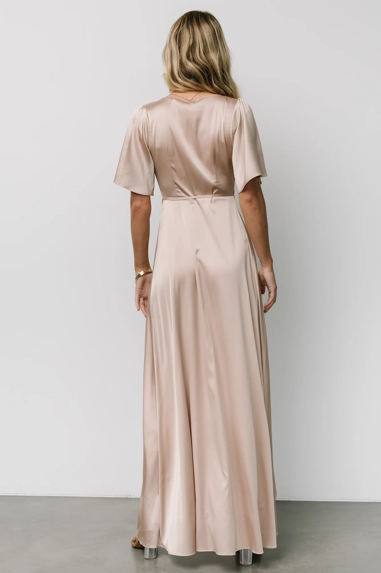 Vara Satin Maxi Wrap Dress | Champagne