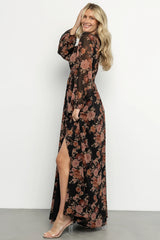 Adira Maxi Dress | Black + Mauve Floral