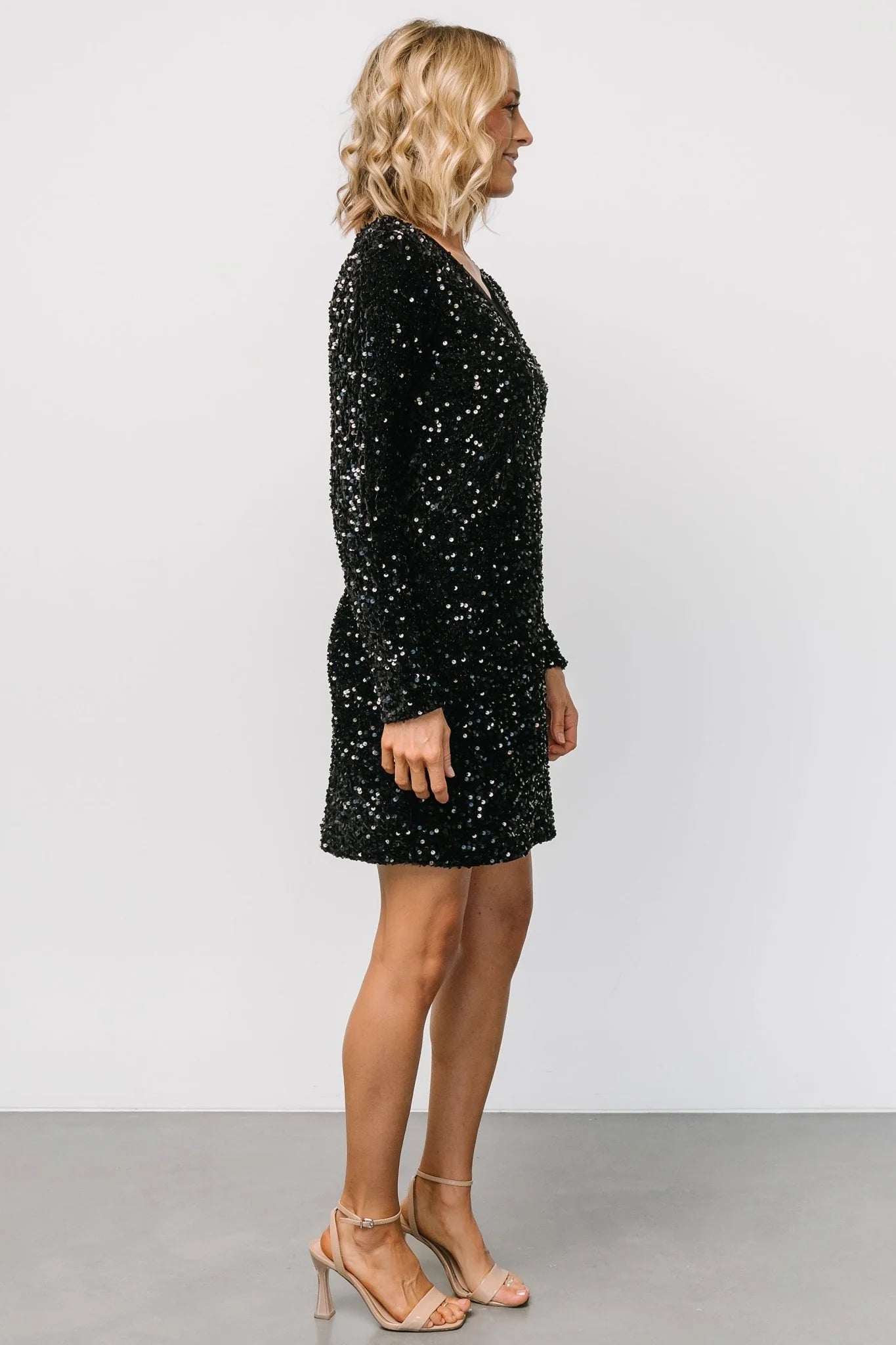 Betty Sequin Short Dress | Black
