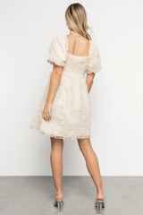 Carolina Embroidered Short Dress | Cream