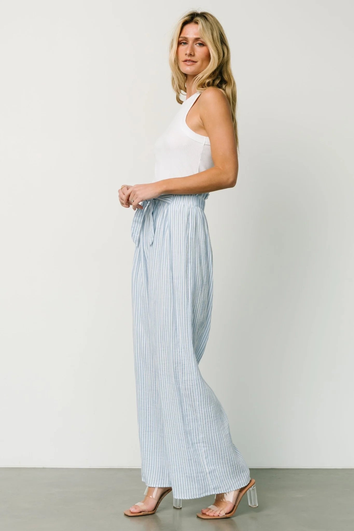 Delphi Wide Leg Pants | Blue Stripe