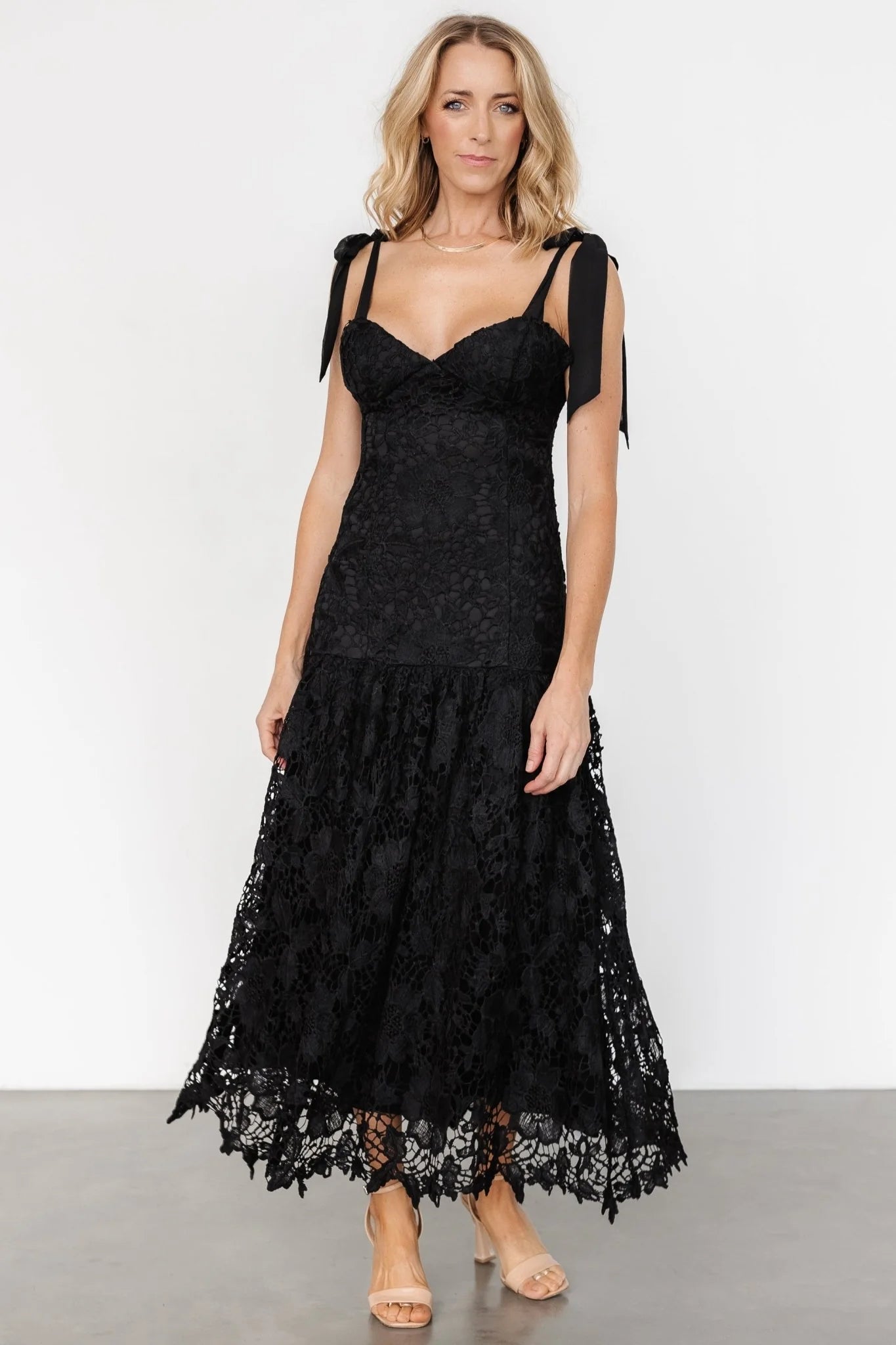 Monte Carlo Lace Midi Dress | Black