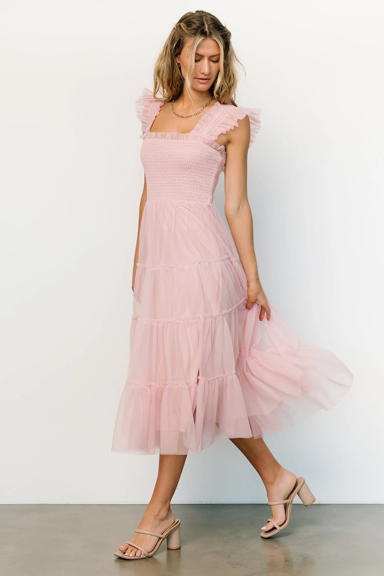 Emma Smocked Tulle Dress | Mauve
