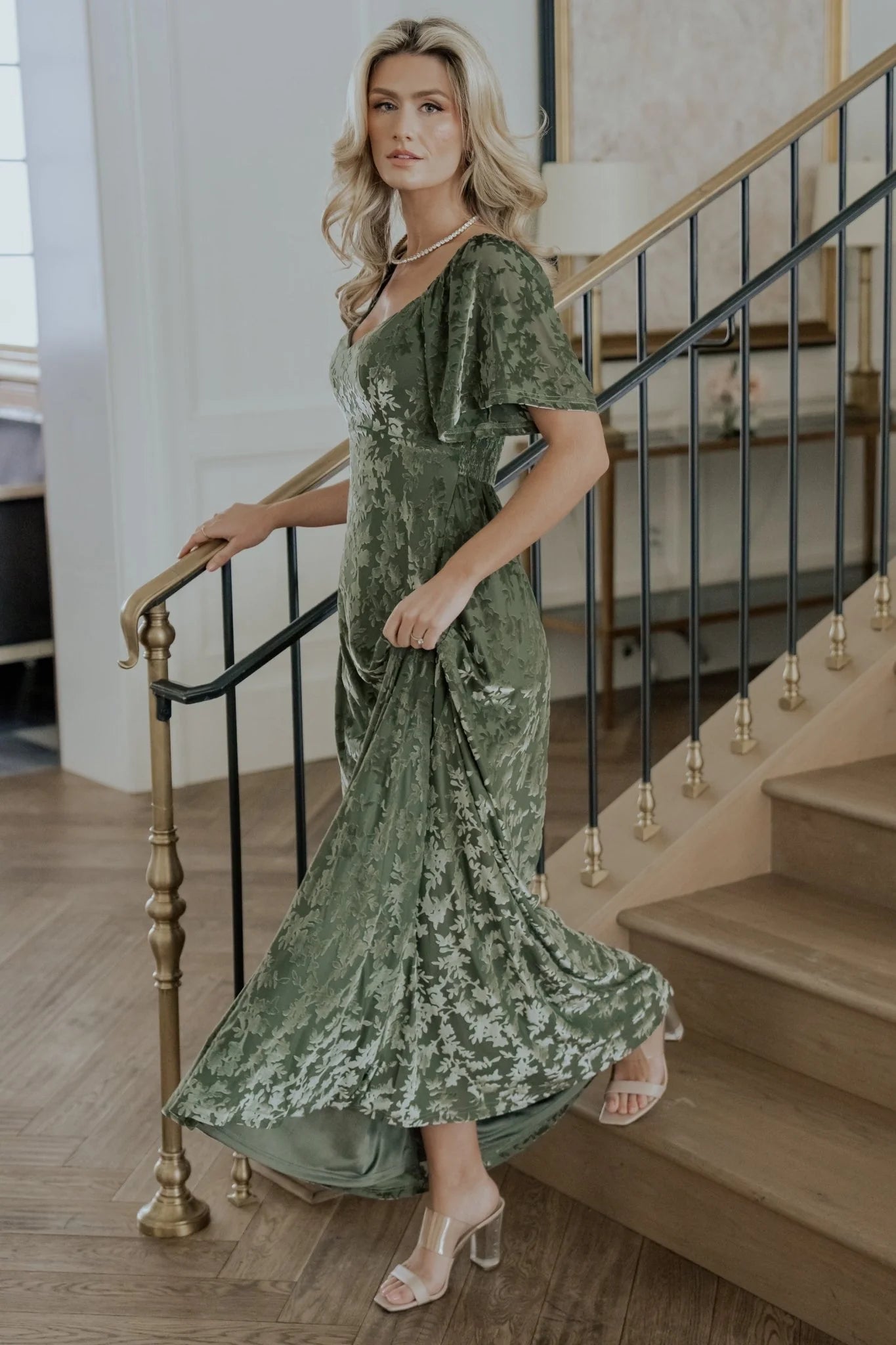 Everley Velvet Maxi Dress | Dark Sage