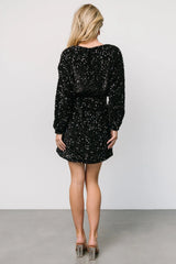 Jelena Sequin Short Dress | Black