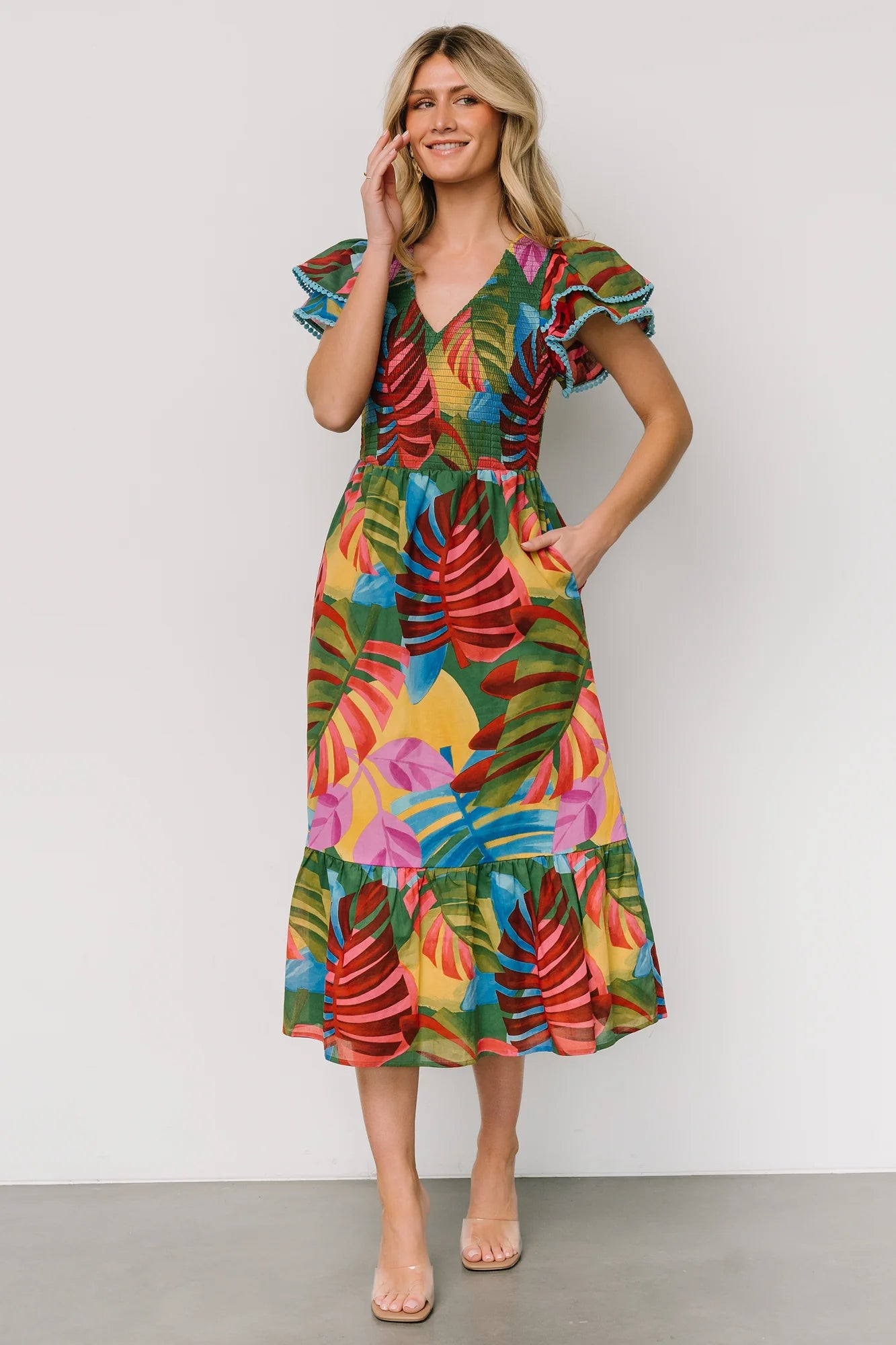 Marielle Smocked Midi Dress | Multi Print