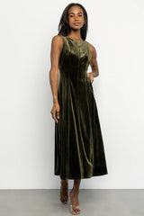 Annika Velvet Midi Dress | Olive