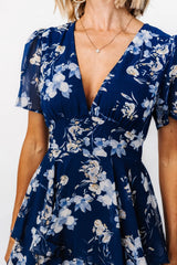 Montaigne Ruffle Maxi Dress | Navy + Blue Floral