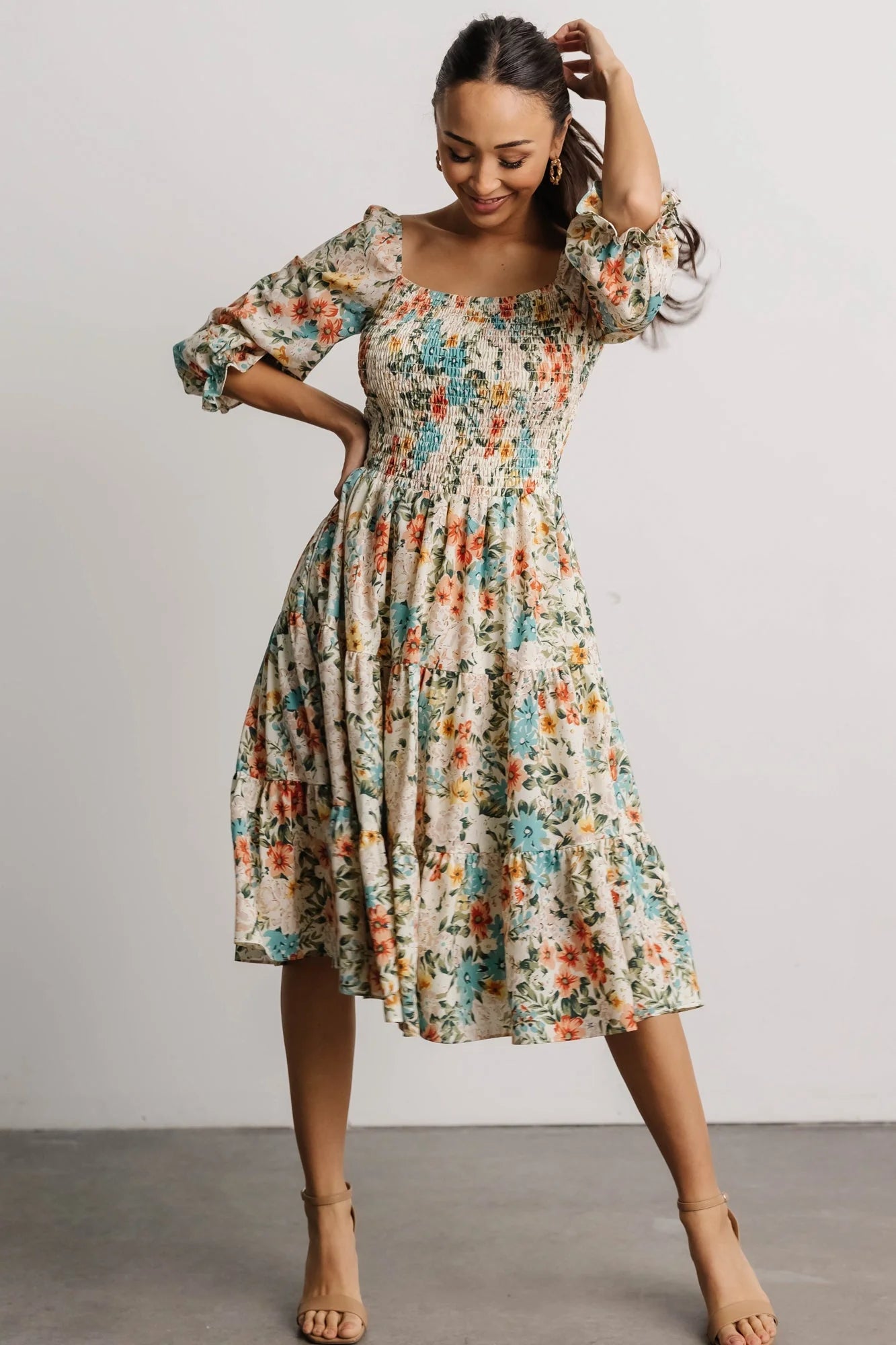 Marta Smocked Midi Dress | Summer Floral