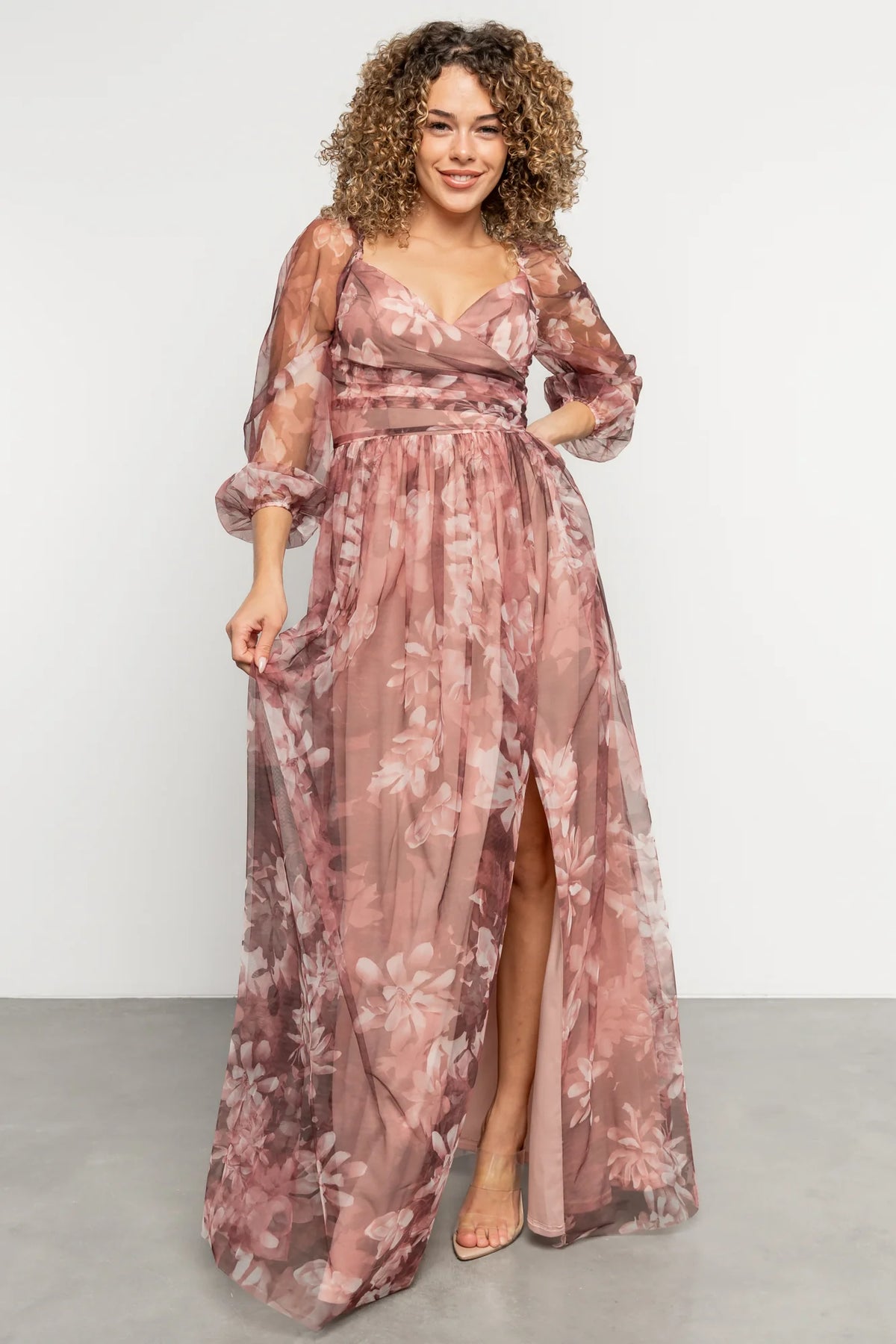 Nara Tulle Maxi Dress | Deep Mauve Floral