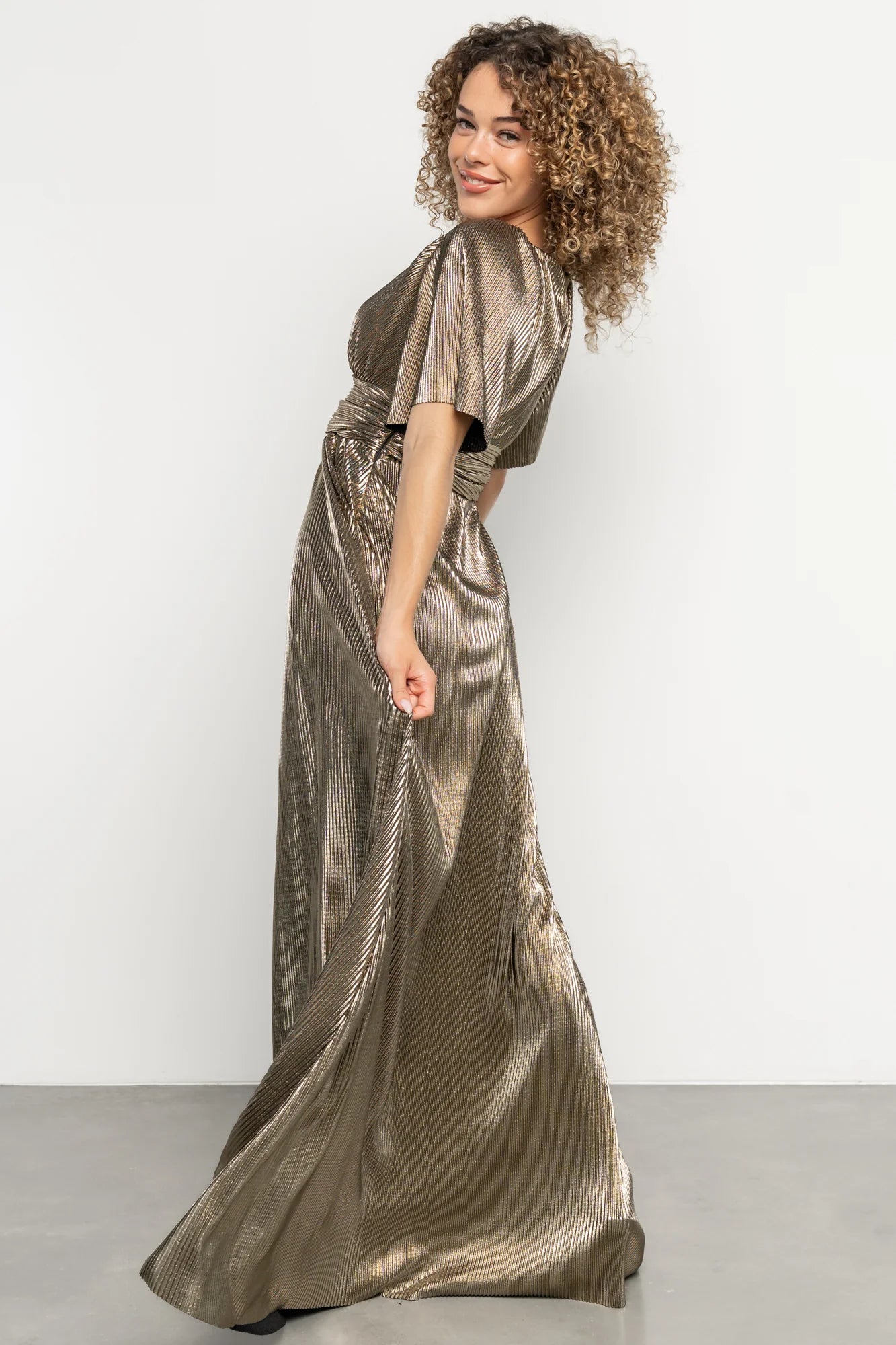Venetian Pleated Gown | Gold