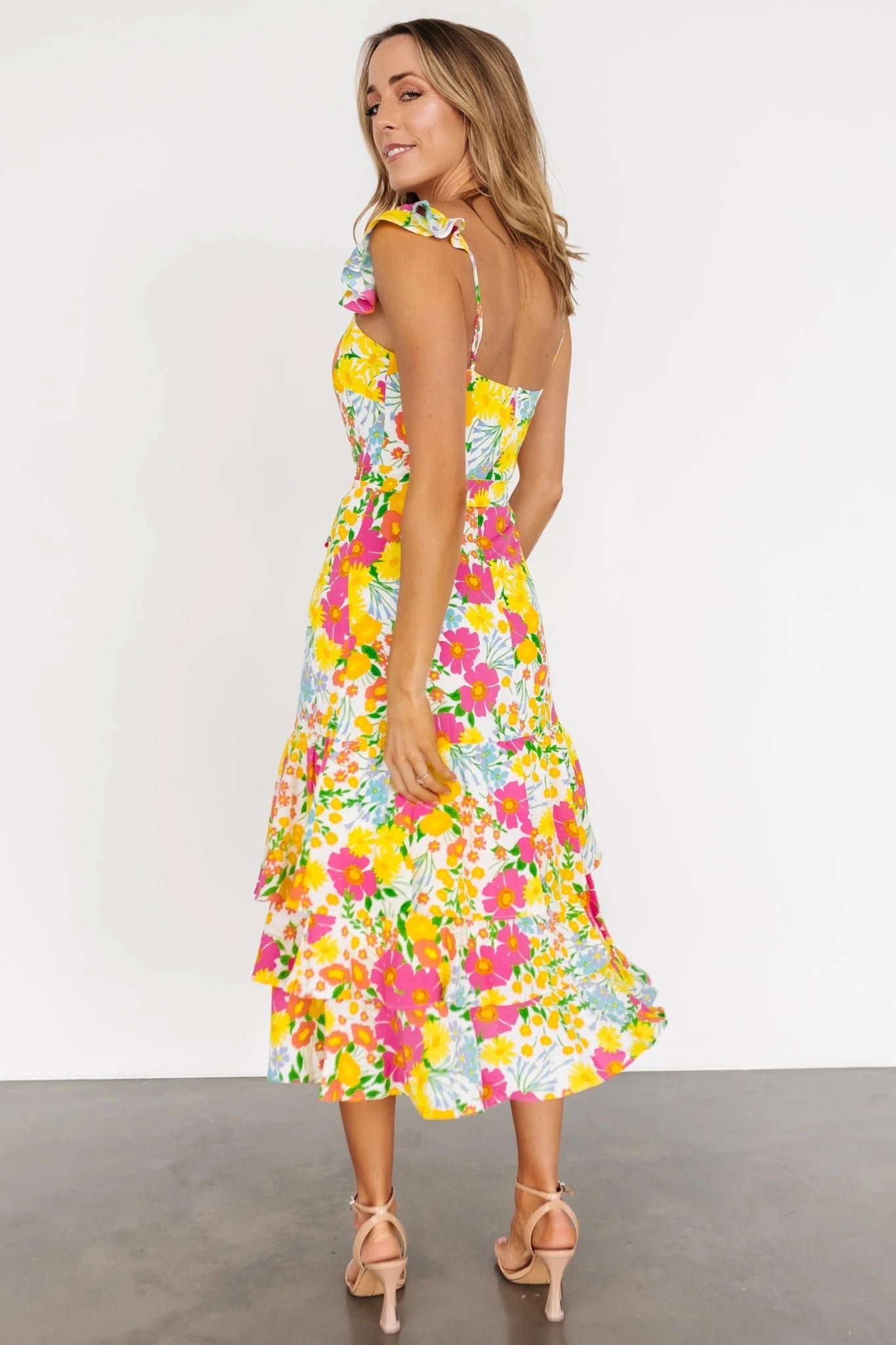 Dani Ruffle Tiered Midi Dress | Multi Floral