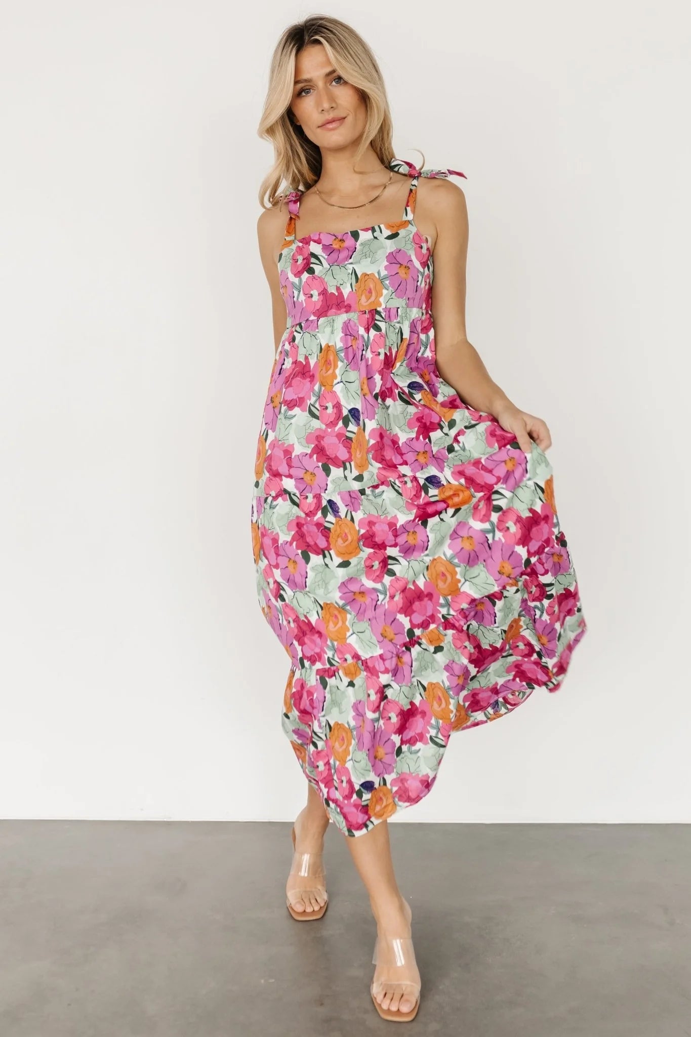 Lakewood Tie Dress | Pink Multi