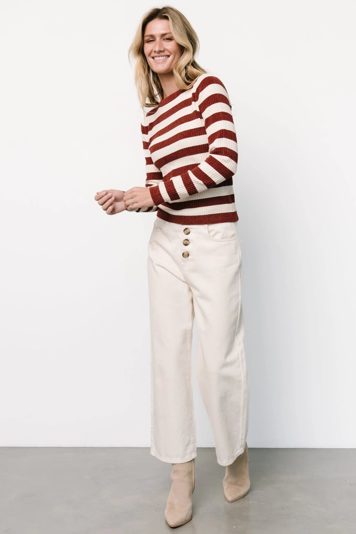 Milwaukee Striped Sweater | Burgundy + Ivory